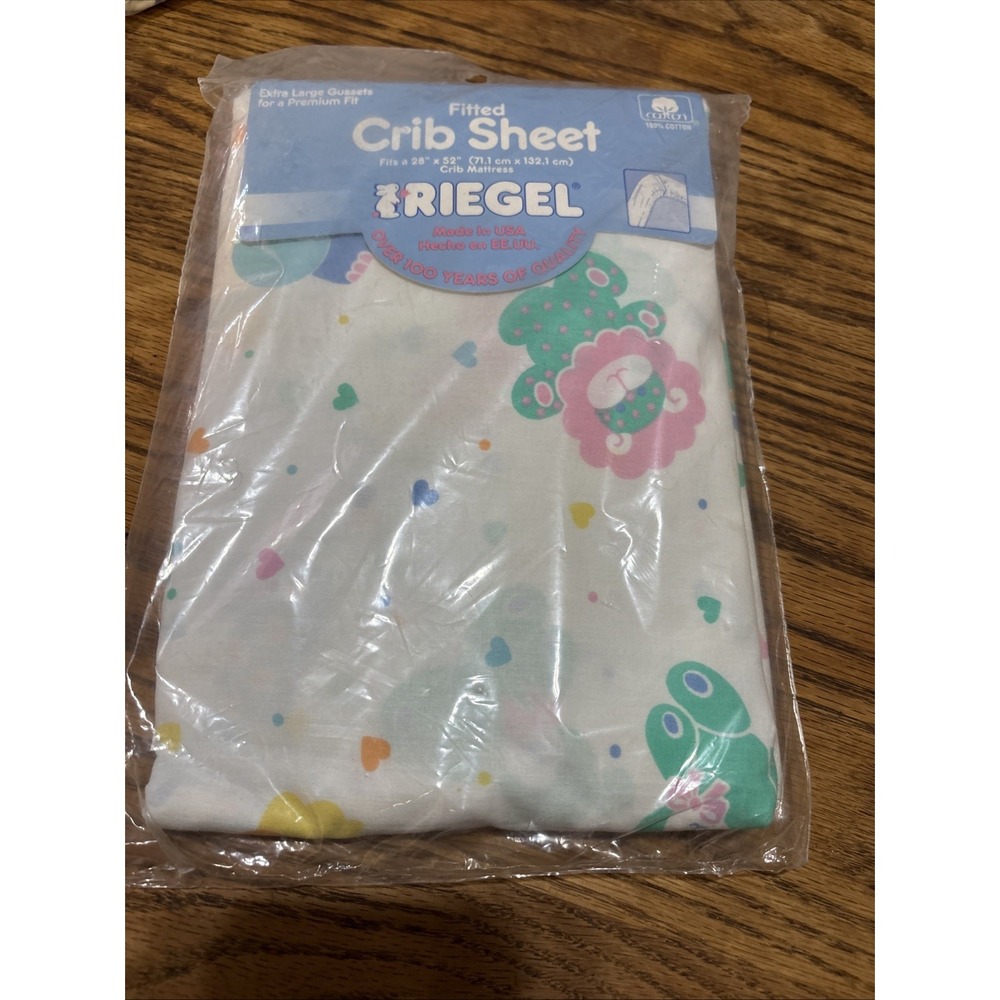 NEW VINTAGE RIEGEL STRETCH END CRIB‎ SHEET TODDLER BED COLORFUL ZOO ANIMALS USA
